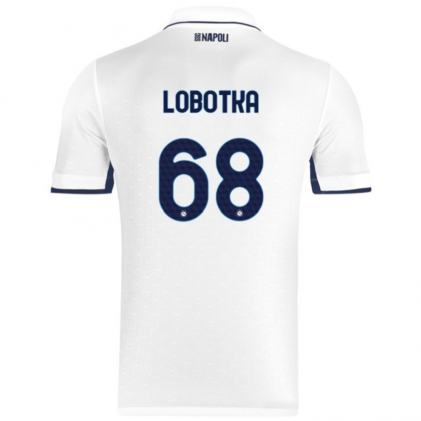 Kandiny Enfant Maillot Stanislav Lobotka #68 Blanc Bleu Royal Tenues Extérieur 2024/25 T-Shirt