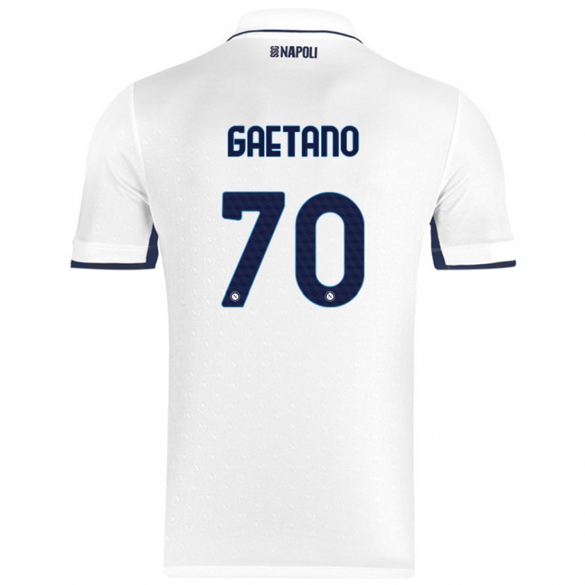 Kandiny Enfant Maillot Gianluca Gaetano #70 Blanc Bleu Royal Tenues Extérieur 2024/25 T-Shirt