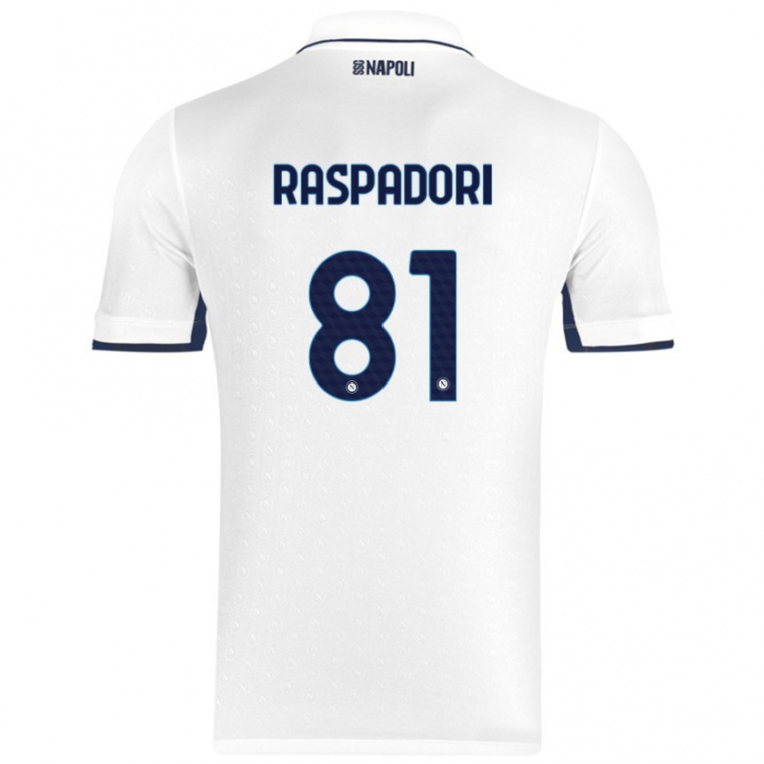 Kandiny Enfant Maillot Giacomo Raspadori #81 Blanc Bleu Royal Tenues Extérieur 2024/25 T-Shirt