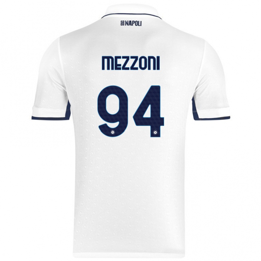 Kandiny Enfant Maillot Francesco Mezzoni #94 Blanc Bleu Royal Tenues Extérieur 2024/25 T-Shirt