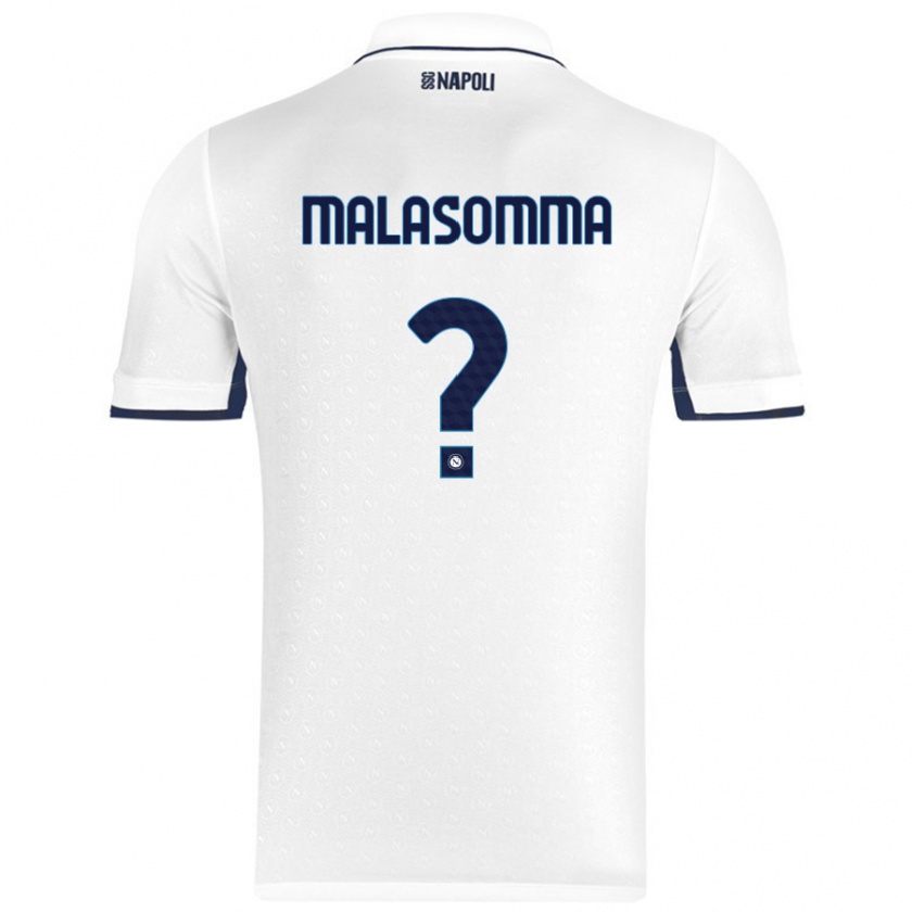 Kandiny Enfant Maillot Matteo Malasomma #0 Blanc Bleu Royal Tenues Extérieur 2024/25 T-Shirt