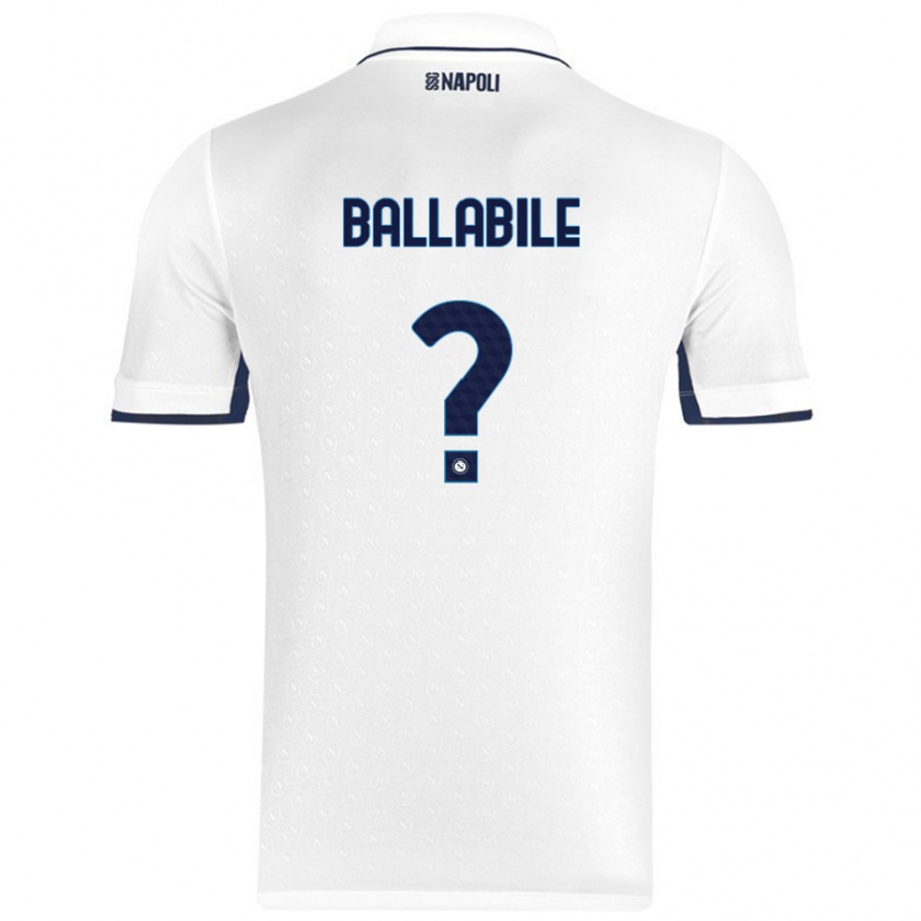 Kandiny Enfant Maillot Ernesto Ballabile #0 Blanc Bleu Royal Tenues Extérieur 2024/25 T-Shirt