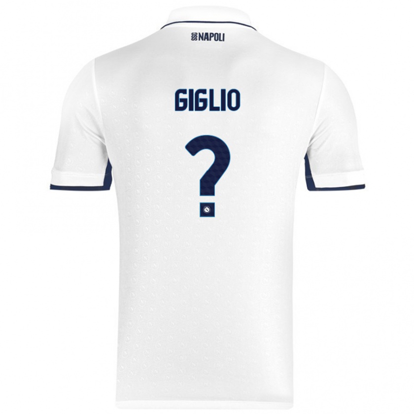 Kandiny Enfant Maillot Angelo Giglio #0 Blanc Bleu Royal Tenues Extérieur 2024/25 T-Shirt