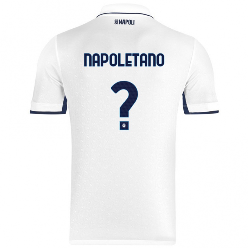 Kandiny Enfant Maillot Jordan Napoletano #0 Blanc Bleu Royal Tenues Extérieur 2024/25 T-Shirt