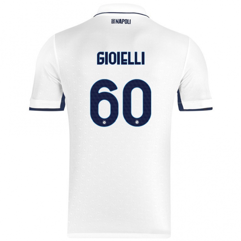 Kandiny Enfant Maillot Francesco Gioielli #60 Blanc Bleu Royal Tenues Extérieur 2024/25 T-Shirt