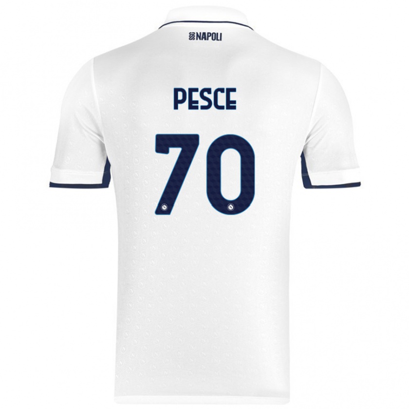 Kandiny Enfant Maillot Antonio Pesce #70 Blanc Bleu Royal Tenues Extérieur 2024/25 T-Shirt