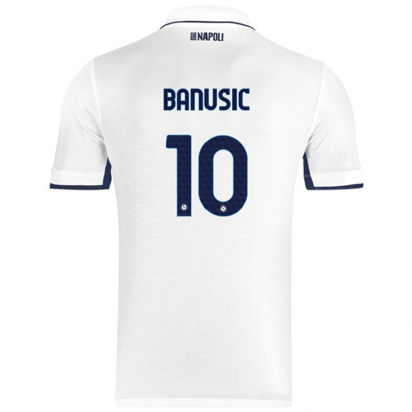 Kandiny Enfant Maillot Marija Banušić #10 Blanc Bleu Royal Tenues Extérieur 2024/25 T-Shirt