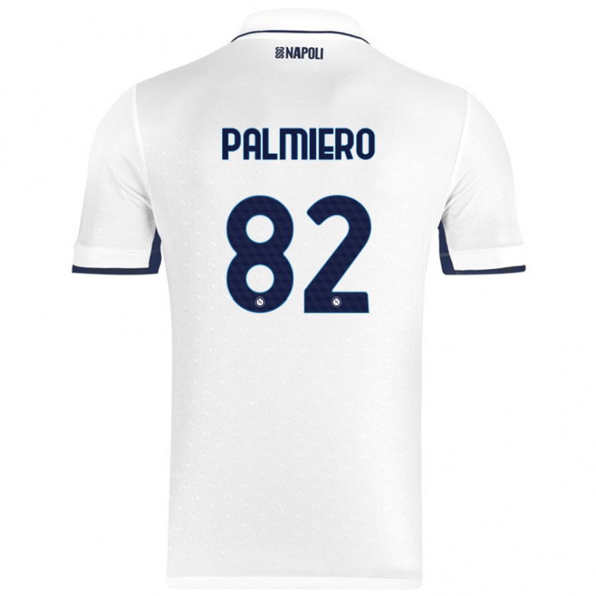 Kandiny Enfant Maillot Luca Palmiero #82 Blanc Bleu Royal Tenues Extérieur 2024/25 T-Shirt