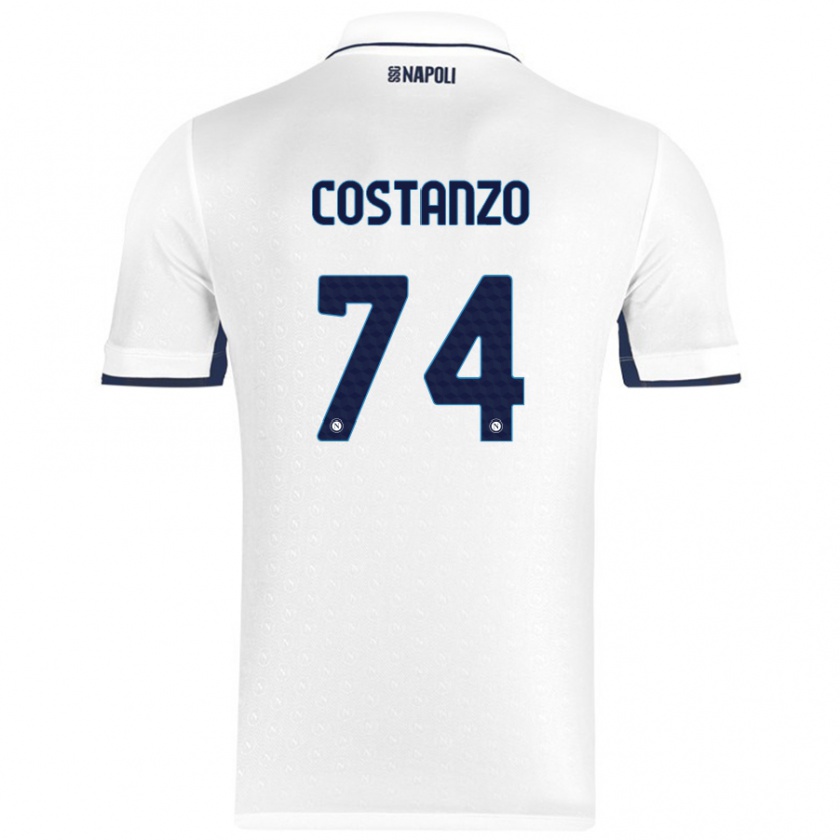 Kandiny Enfant Maillot Davide Costanzo #74 Blanc Bleu Royal Tenues Extérieur 2024/25 T-Shirt