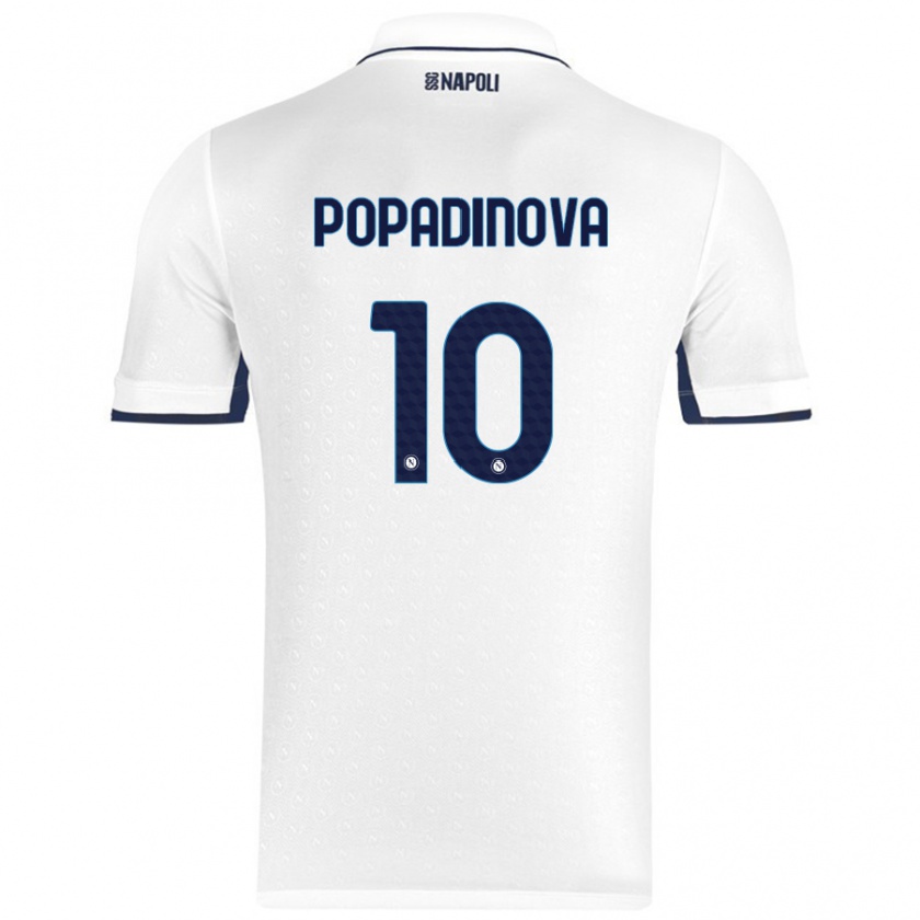 Kandiny Enfant Maillot Evdokiya Popadinova #10 Blanc Bleu Royal Tenues Extérieur 2024/25 T-Shirt