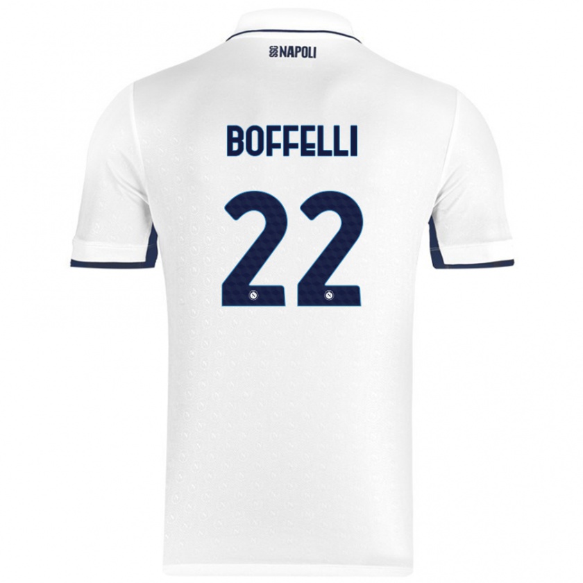 Kandiny Enfant Maillot Valerio Boffelli #22 Blanc Bleu Royal Tenues Extérieur 2024/25 T-Shirt