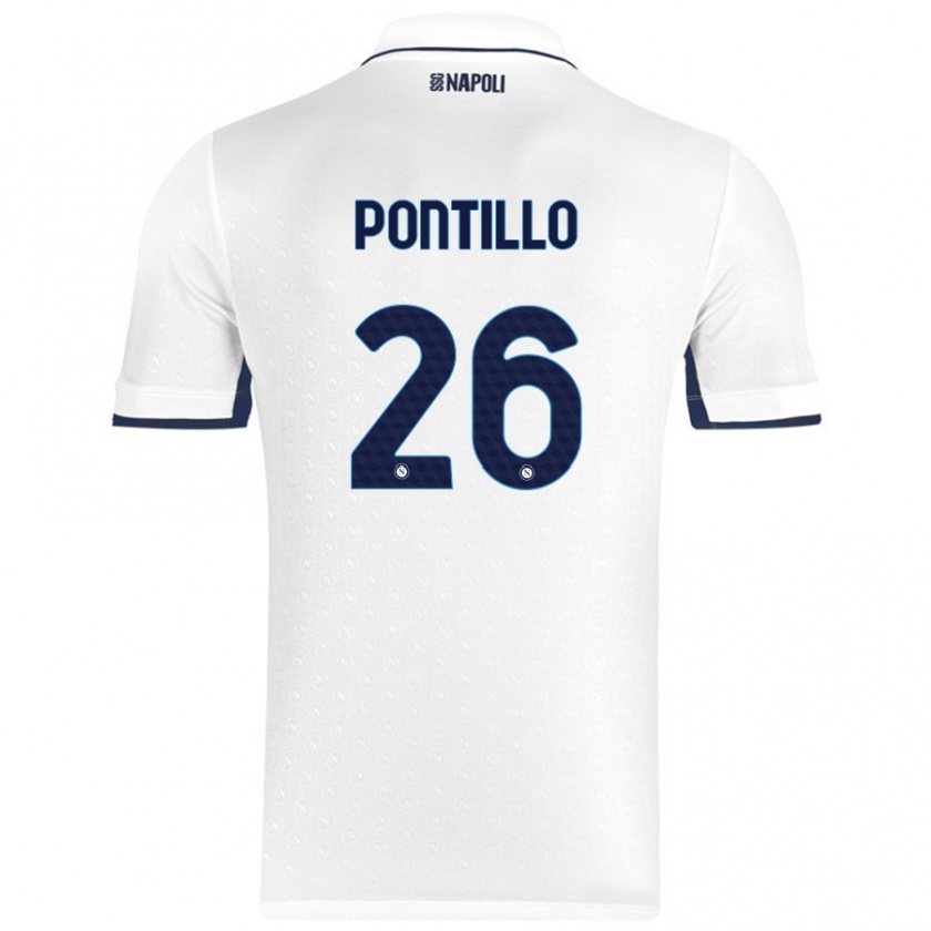 Kandiny Enfant Maillot Pasquale Pontillo #26 Blanc Bleu Royal Tenues Extérieur 2024/25 T-Shirt