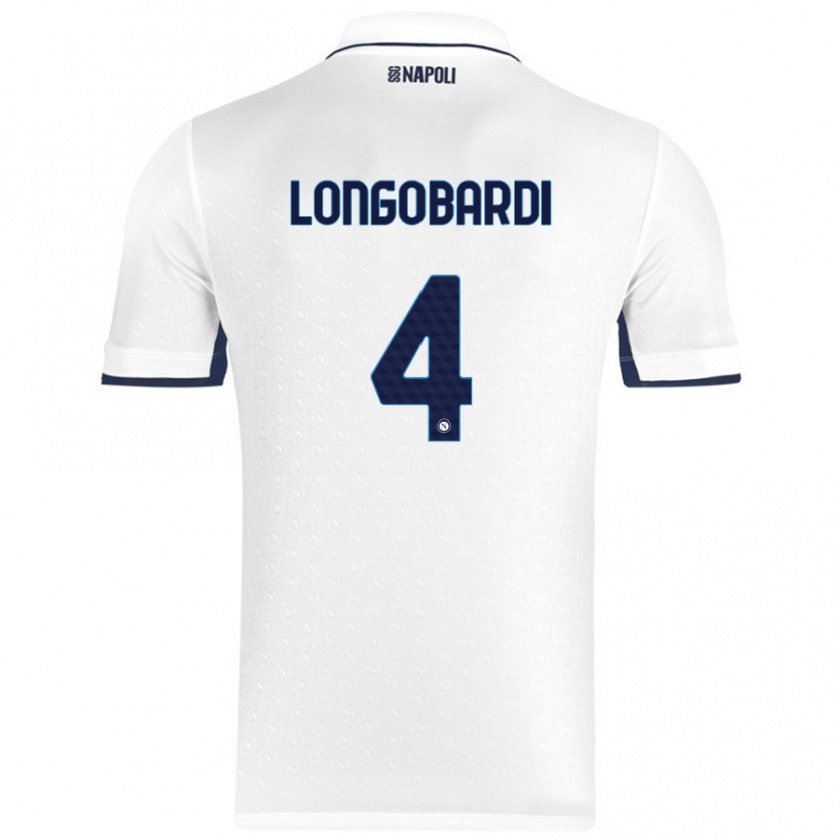 Kandiny Enfant Maillot Salvatore Longobardi #4 Blanc Bleu Royal Tenues Extérieur 2024/25 T-Shirt