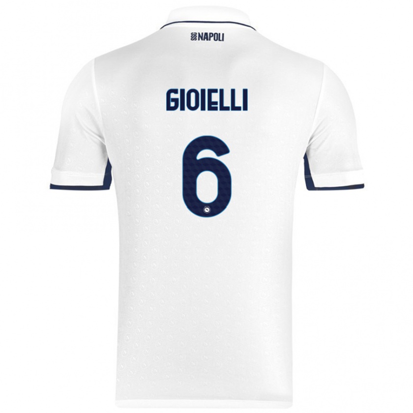 Kandiny Enfant Maillot Francesco Pio Gioielli #6 Blanc Bleu Royal Tenues Extérieur 2024/25 T-Shirt