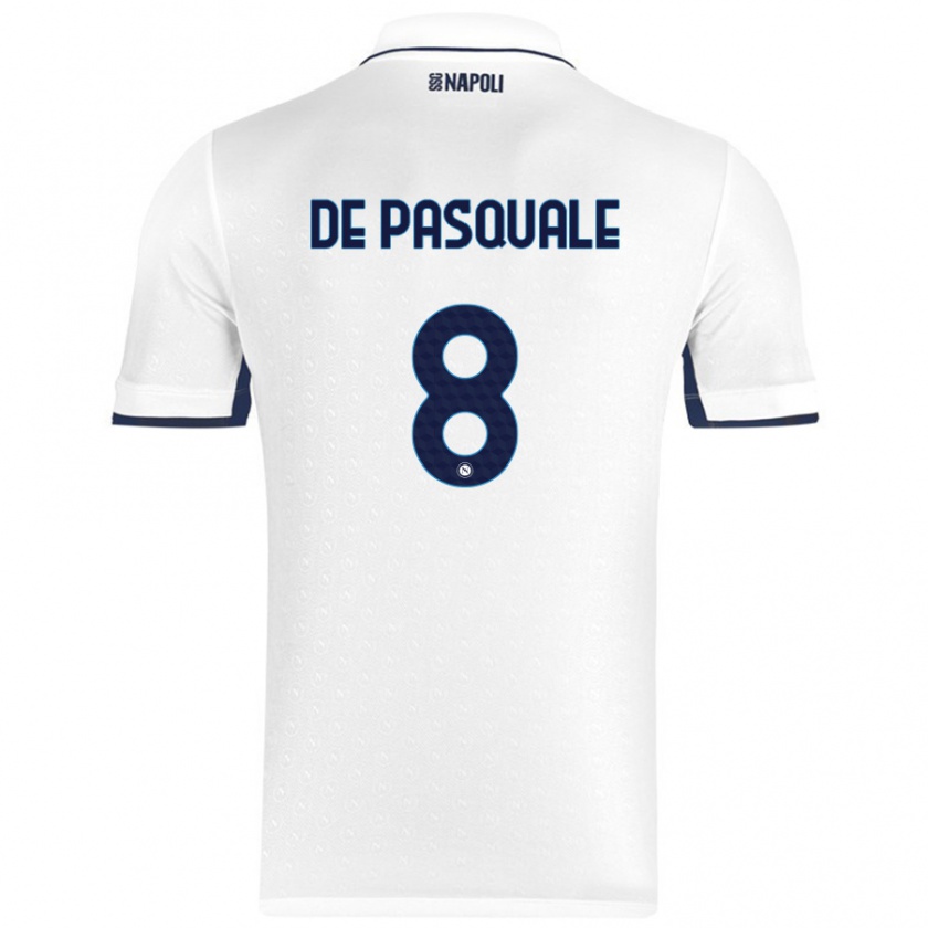 Kandiny Enfant Maillot Dylan De Pasquale #8 Blanc Bleu Royal Tenues Extérieur 2024/25 T-Shirt