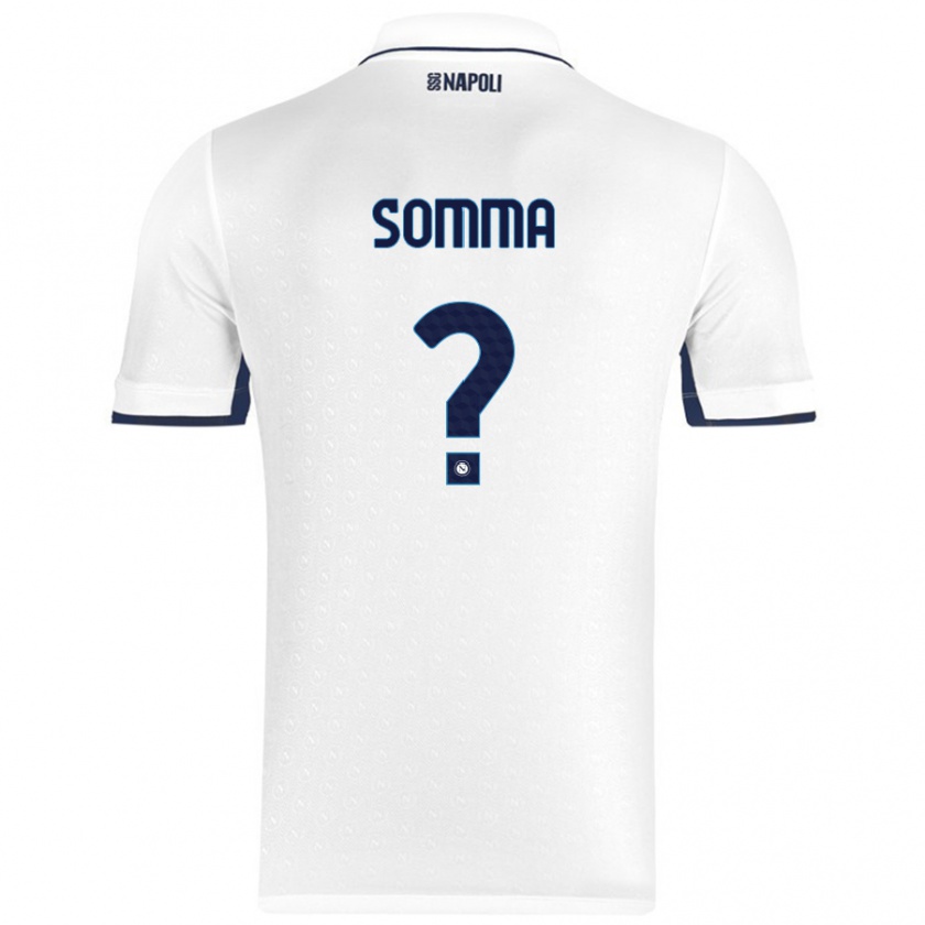 Kandiny Enfant Maillot Francesco Somma #0 Blanc Bleu Royal Tenues Extérieur 2024/25 T-Shirt