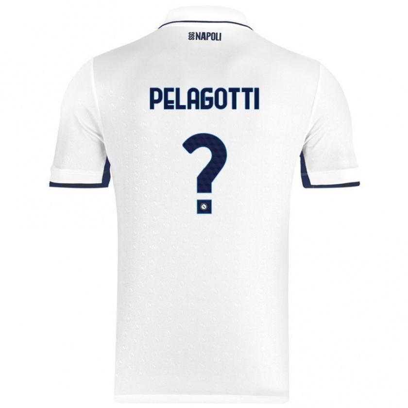 Kandiny Enfant Maillot Ludovico Benjamin Pelagotti #0 Blanc Bleu Royal Tenues Extérieur 2024/25 T-Shirt