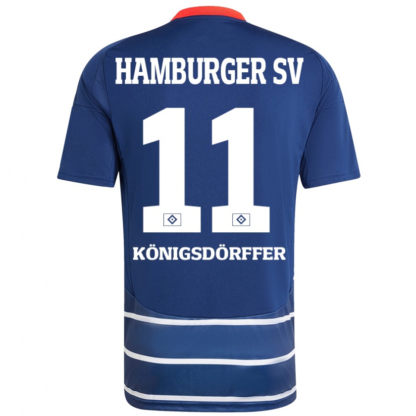 Kandiny Enfant Maillot Ransford Königsdörffer #11 Bleu Foncé Tenues Extérieur 2024/25 T-Shirt