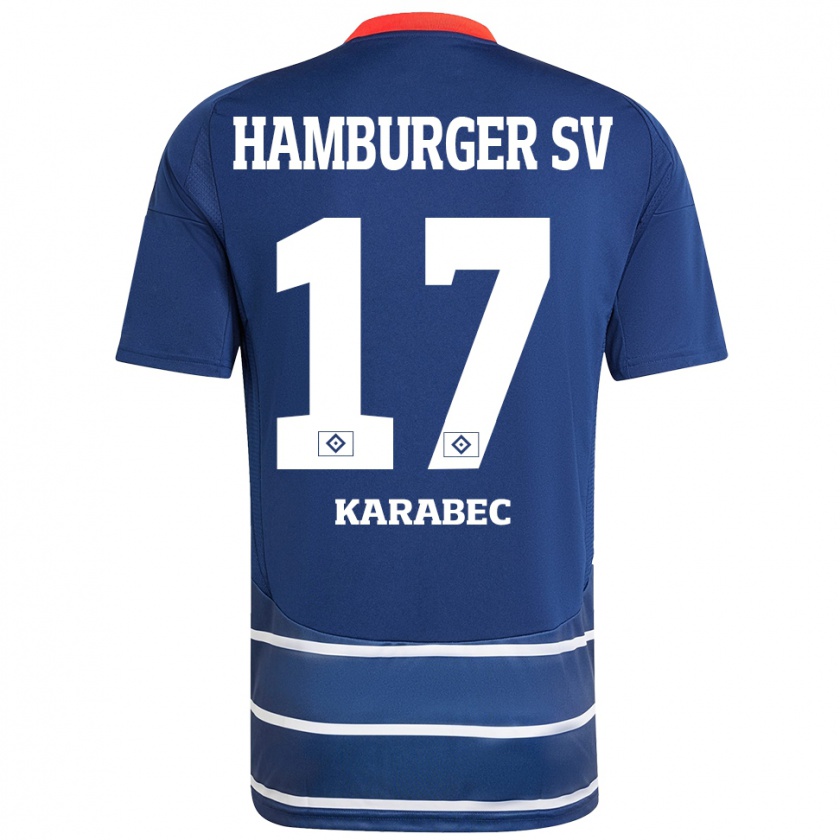 Kandiny Enfant Maillot Adam Karabec #17 Bleu Foncé Tenues Extérieur 2024/25 T-Shirt