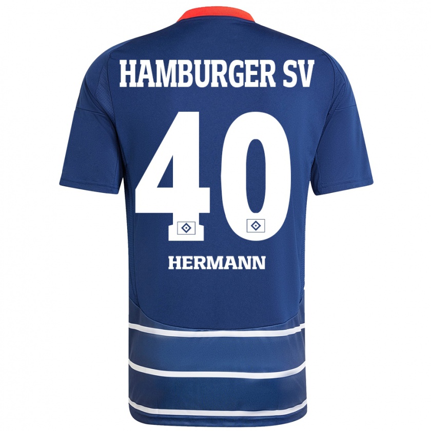 Kandiny Enfant Maillot Hannes Hermann #40 Bleu Foncé Tenues Extérieur 2024/25 T-Shirt