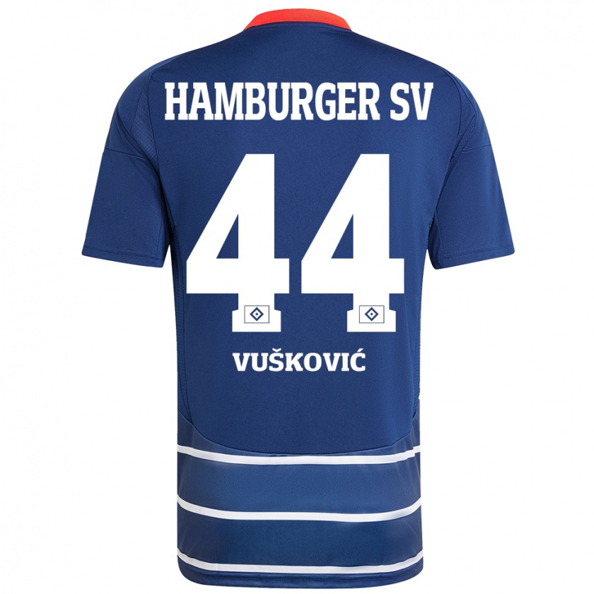 Kandiny Enfant Maillot Mario Vuskovic #44 Bleu Foncé Tenues Extérieur 2024/25 T-Shirt