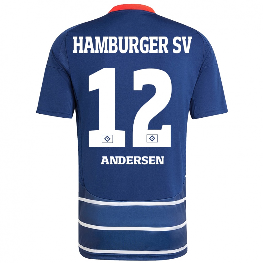 Kandiny Enfant Maillot Patrick Andersen #12 Bleu Foncé Tenues Extérieur 2024/25 T-Shirt