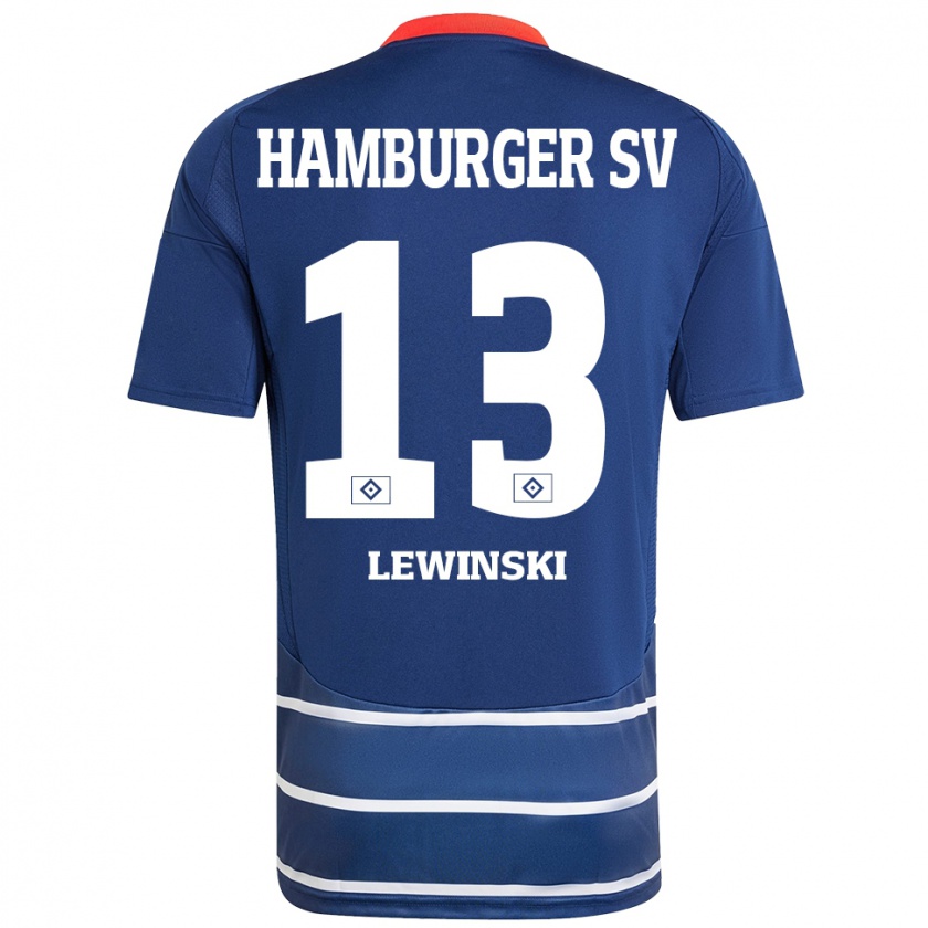 Kandiny Enfant Maillot Fyn-Luca Lewinski #13 Bleu Foncé Tenues Extérieur 2024/25 T-Shirt