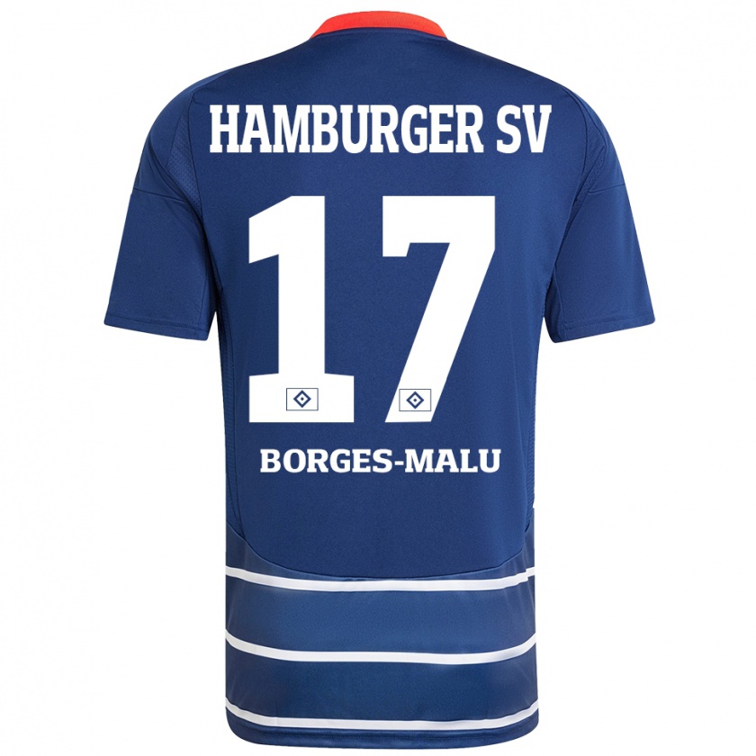 Kandiny Enfant Maillot Louis Borges-Malu #17 Bleu Foncé Tenues Extérieur 2024/25 T-Shirt