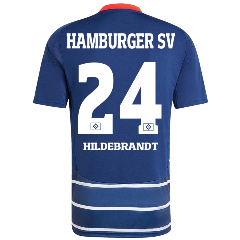 Kandiny Enfant Maillot Tjark Hildebrandt #24 Bleu Foncé Tenues Extérieur 2024/25 T-Shirt