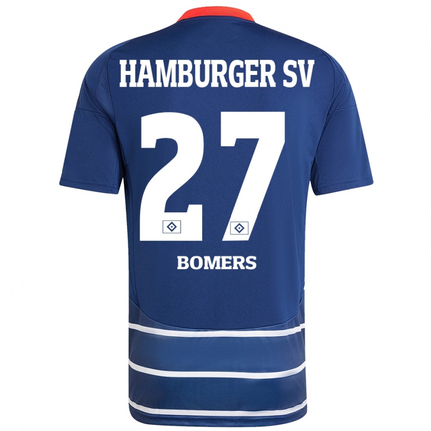 Kandiny Enfant Maillot Henrik Bomers #27 Bleu Foncé Tenues Extérieur 2024/25 T-Shirt