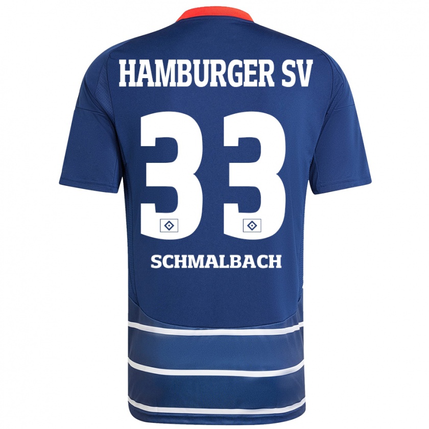 Kandiny Enfant Maillot Sebastian Schmalbach #33 Bleu Foncé Tenues Extérieur 2024/25 T-Shirt