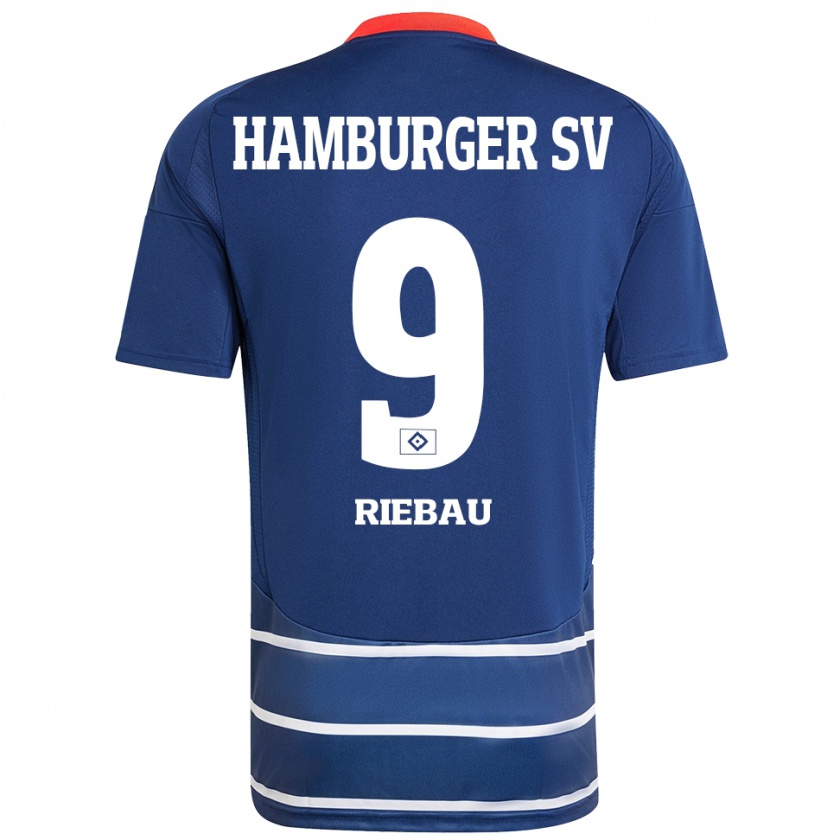 Kandiny Enfant Maillot Henry Riebau #9 Bleu Foncé Tenues Extérieur 2024/25 T-Shirt