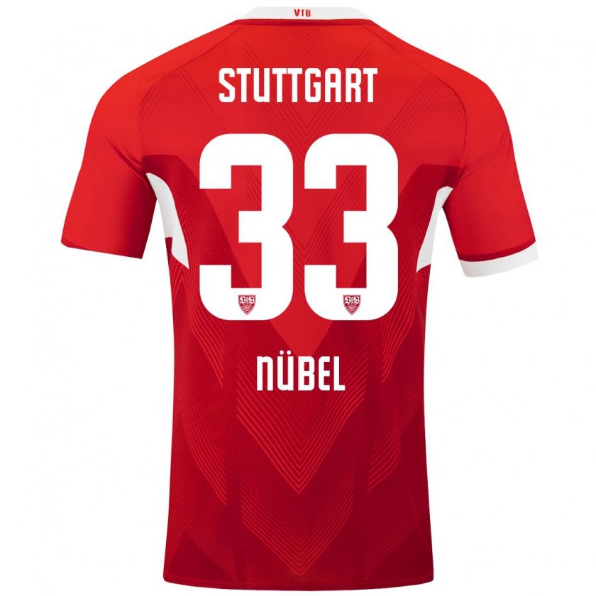 Kandiny Enfant Maillot Alexander Nübel #33 Blanc Rouge Tenues Extérieur 2024/25 T-Shirt