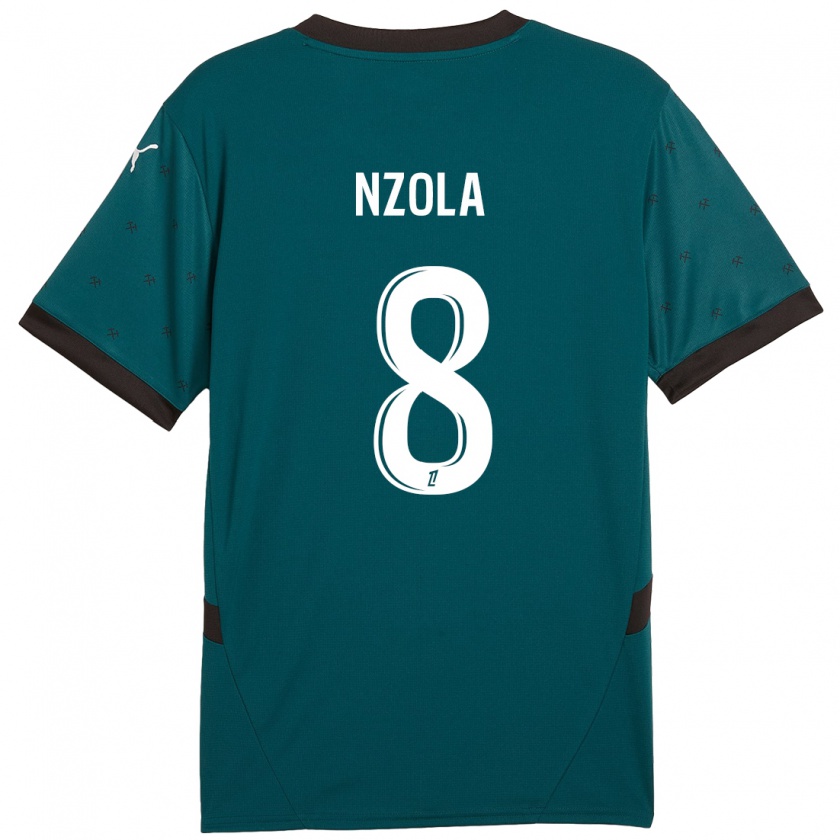 Kandiny Enfant Maillot M'bala Nzola #8 Vert Foncé Tenues Extérieur 2024/25 T-Shirt