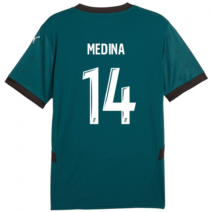 Kandiny Enfant Maillot Facundo Medina #14 Vert Foncé Tenues Extérieur 2024/25 T-Shirt