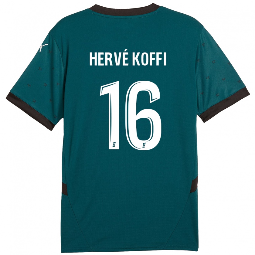 Kandiny Enfant Maillot Hervé Koffi #16 Vert Foncé Tenues Extérieur 2024/25 T-Shirt