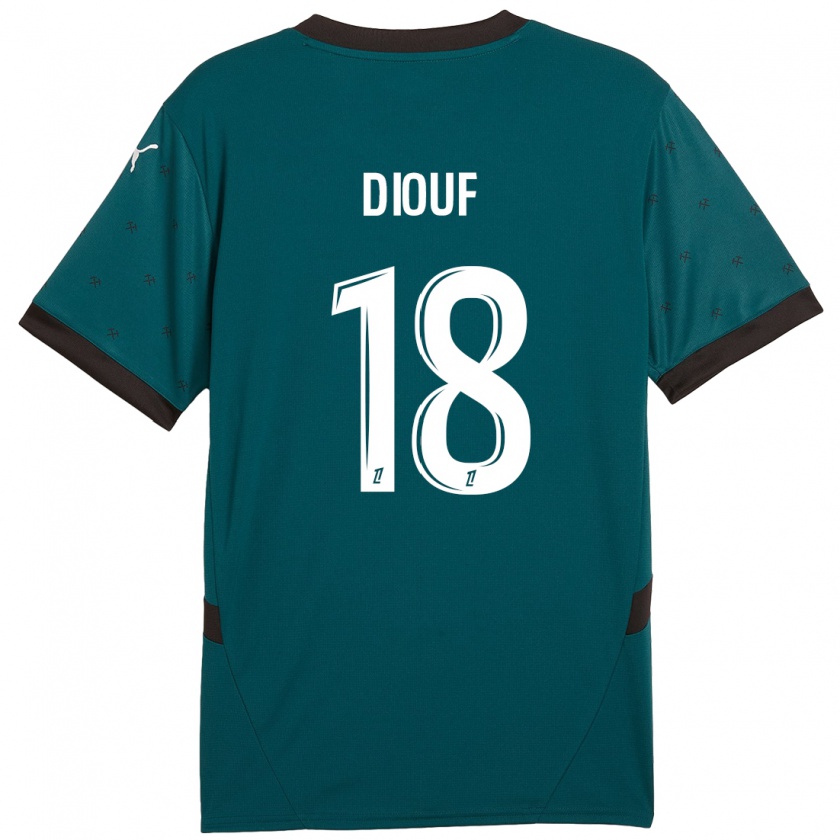 Kandiny Enfant Maillot Andy Diouf #18 Vert Foncé Tenues Extérieur 2024/25 T-Shirt