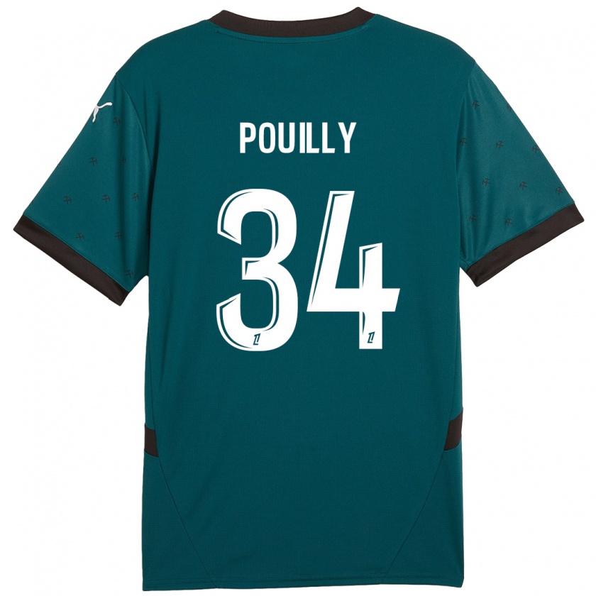 Kandiny Enfant Maillot Tom Pouilly #34 Vert Foncé Tenues Extérieur 2024/25 T-Shirt