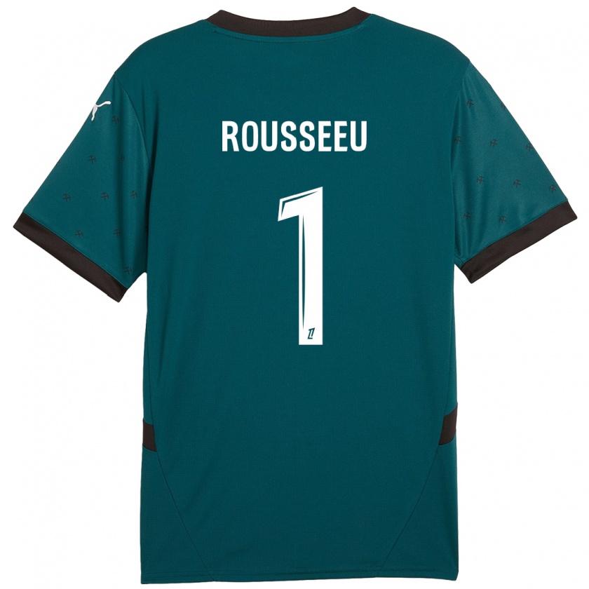 Kandiny Enfant Maillot Justine Rousseeu #1 Vert Foncé Tenues Extérieur 2024/25 T-Shirt