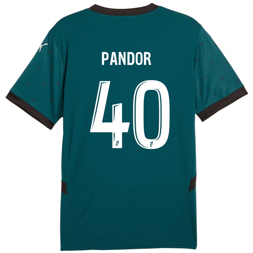 Kandiny Enfant Maillot Yannick Pandor #40 Vert Foncé Tenues Extérieur 2024/25 T-Shirt