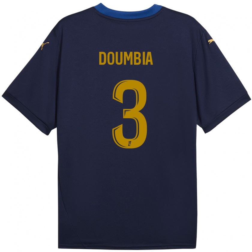 Kandiny Enfant Maillot Kamory Doumbia #3 Bleu Marine Doré Tenues Extérieur 2024/25 T-Shirt