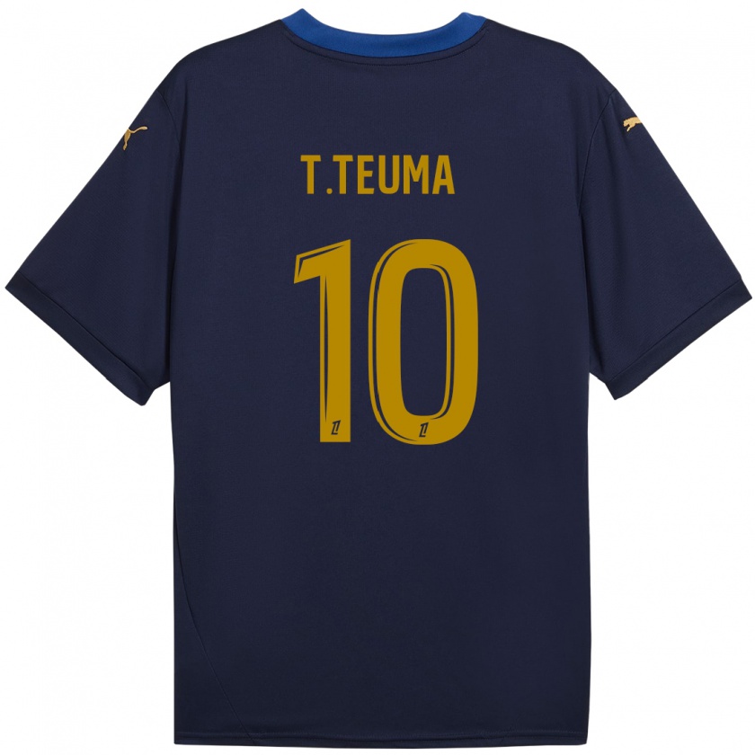 Kandiny Enfant Maillot Teddy Teuma #10 Bleu Marine Doré Tenues Extérieur 2024/25 T-Shirt