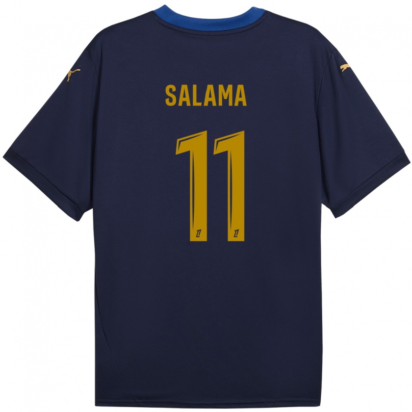 Kandiny Enfant Maillot Amine Salama #11 Bleu Marine Doré Tenues Extérieur 2024/25 T-Shirt