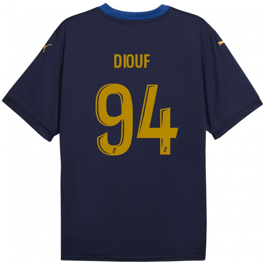 Kandiny Enfant Maillot Yehvann Diouf #94 Bleu Marine Doré Tenues Extérieur 2024/25 T-Shirt