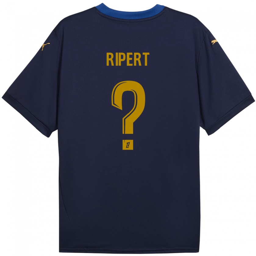 Kandiny Enfant Maillot Léo Ripert #0 Bleu Marine Doré Tenues Extérieur 2024/25 T-Shirt