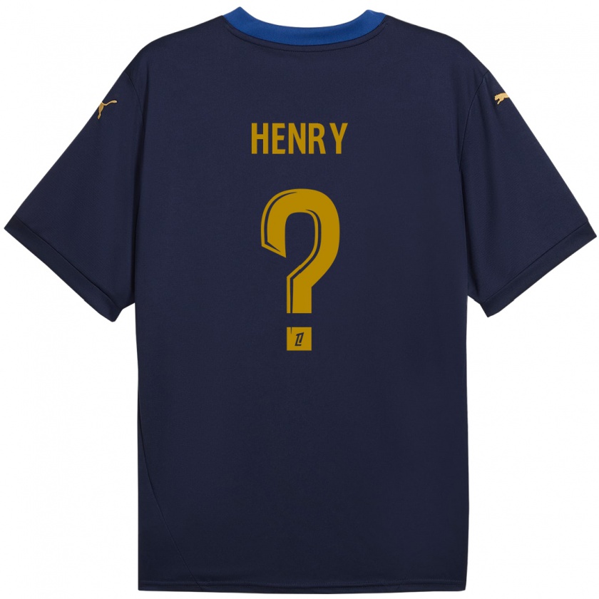 Kandiny Enfant Maillot Kobi Henry #0 Bleu Marine Doré Tenues Extérieur 2024/25 T-Shirt