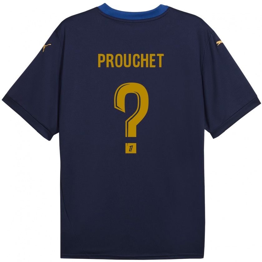 Kandiny Enfant Maillot Killian Prouchet #0 Bleu Marine Doré Tenues Extérieur 2024/25 T-Shirt