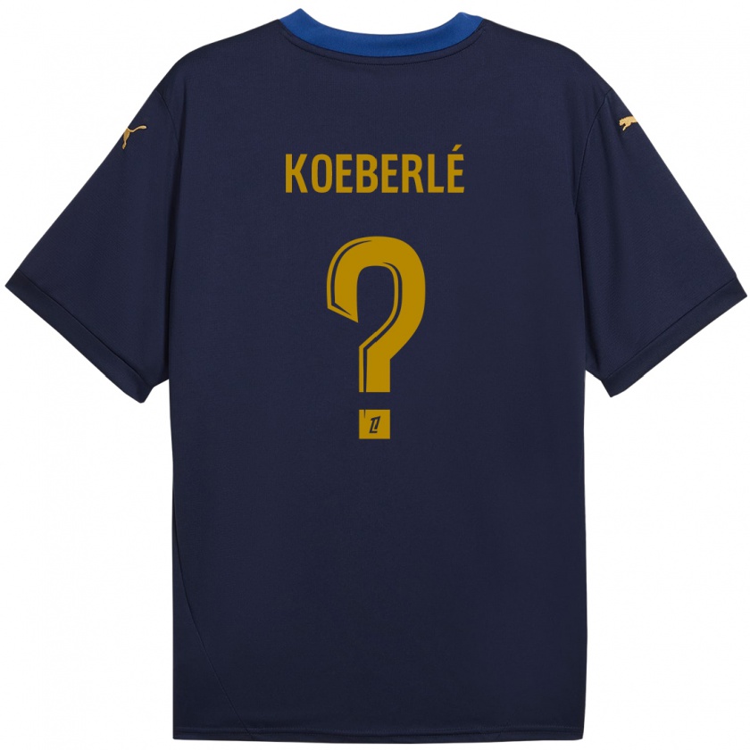 Kandiny Enfant Maillot Samuel Koeberlé #0 Bleu Marine Doré Tenues Extérieur 2024/25 T-Shirt