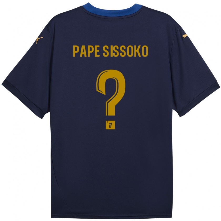 Kandiny Enfant Maillot Niama Pape Sissoko #0 Bleu Marine Doré Tenues Extérieur 2024/25 T-Shirt