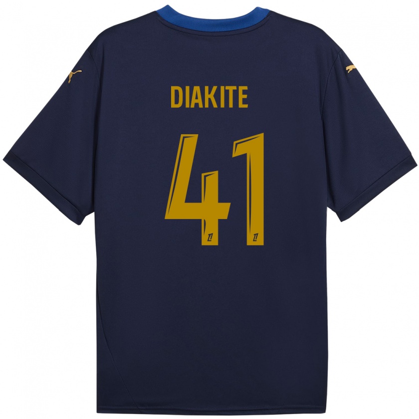 Kandiny Enfant Maillot Ibrahim Diakité #41 Bleu Marine Doré Tenues Extérieur 2024/25 T-Shirt